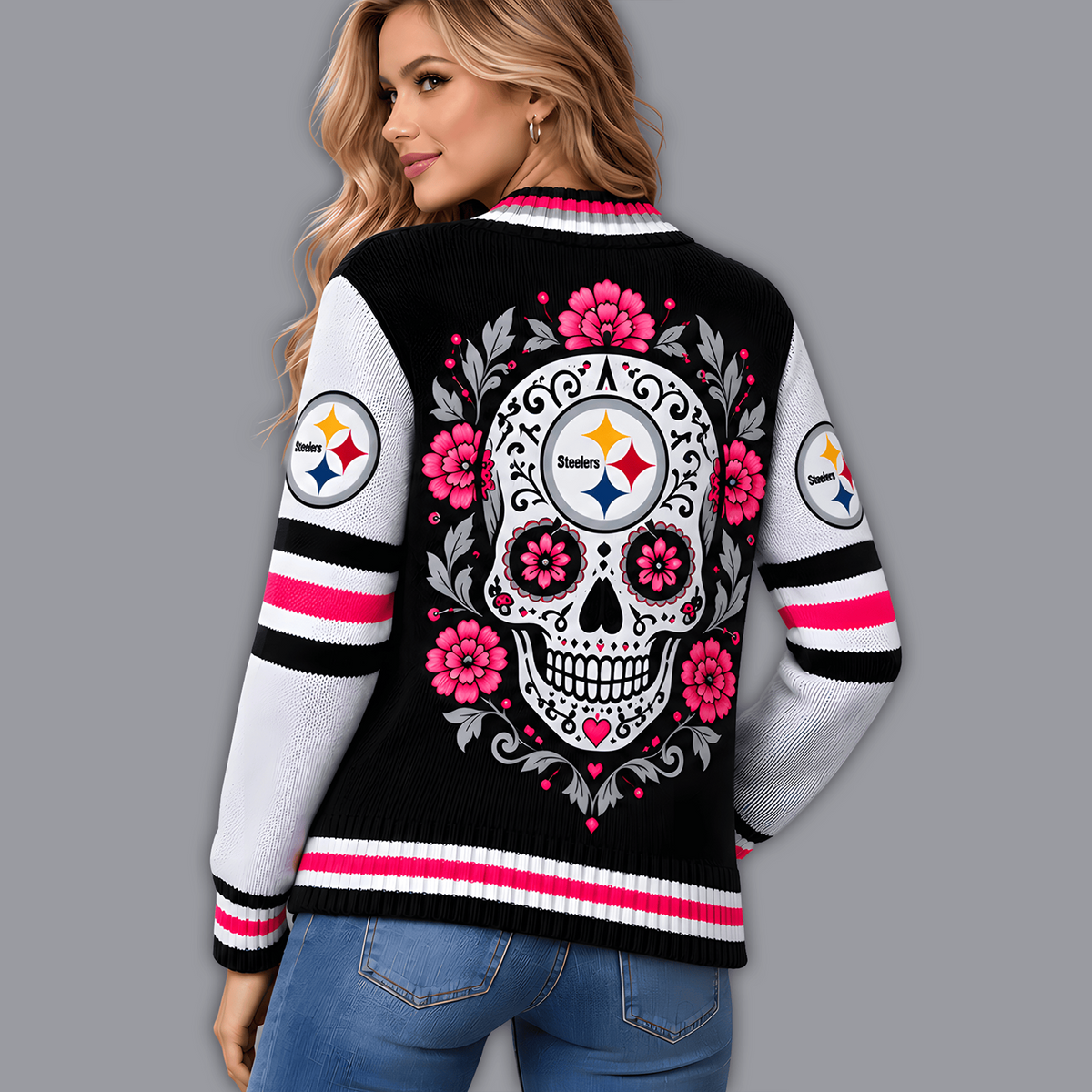 Premium NFL x PIT Floral Skull Knit Cardigan