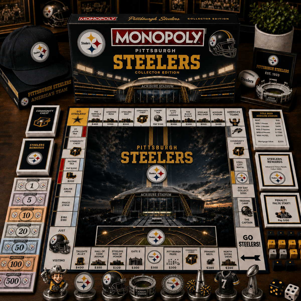 Premium NFL x PIT Monopoly Collector’s Edition Board Game