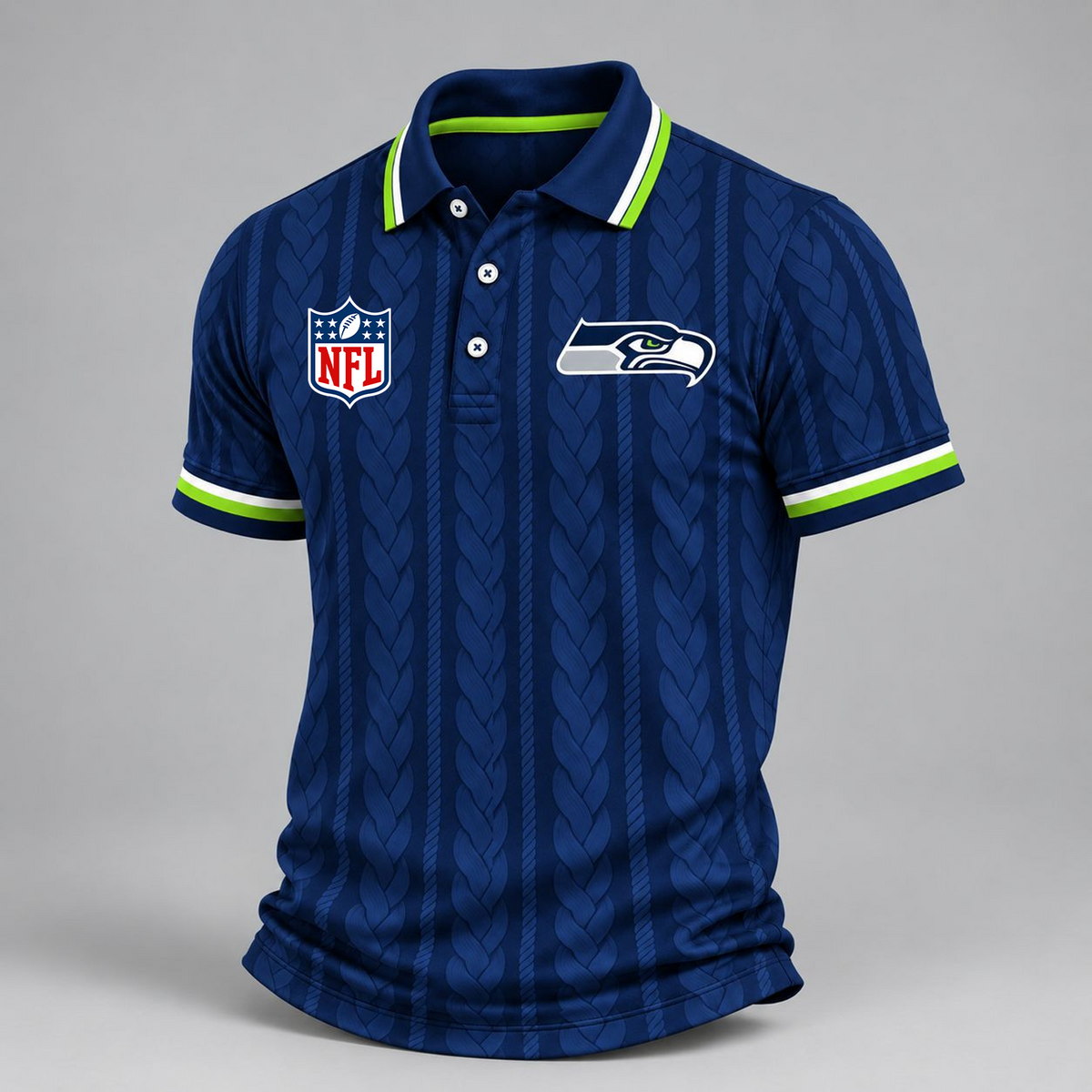 Premium NFL x SEA Retro Football Fan Short Sleeve Apparel Polo Shirt
