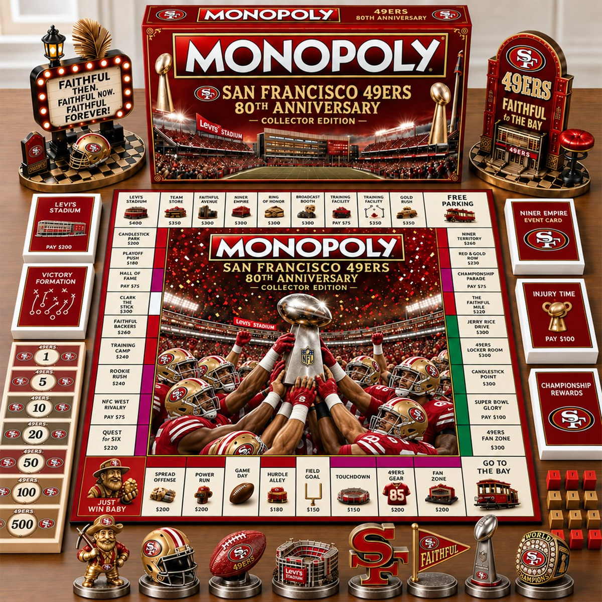 Premium NFL x SF Champion Theme Monopoly Collector Edition Board Game