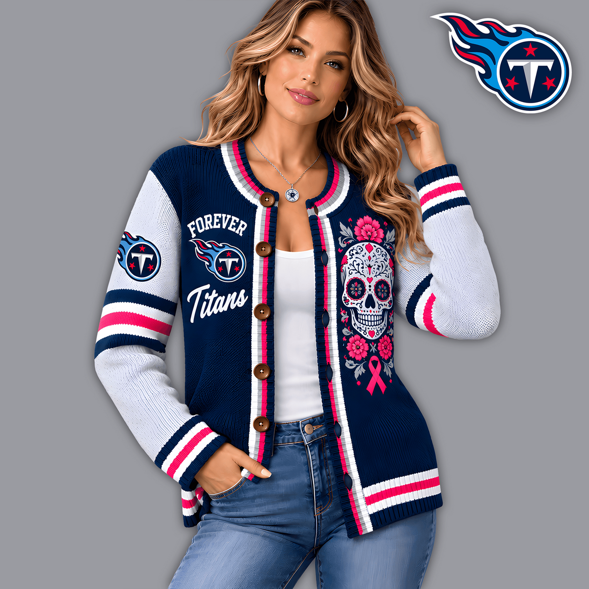 Premium NFL x TEN Floral Skull Knit Cardigan