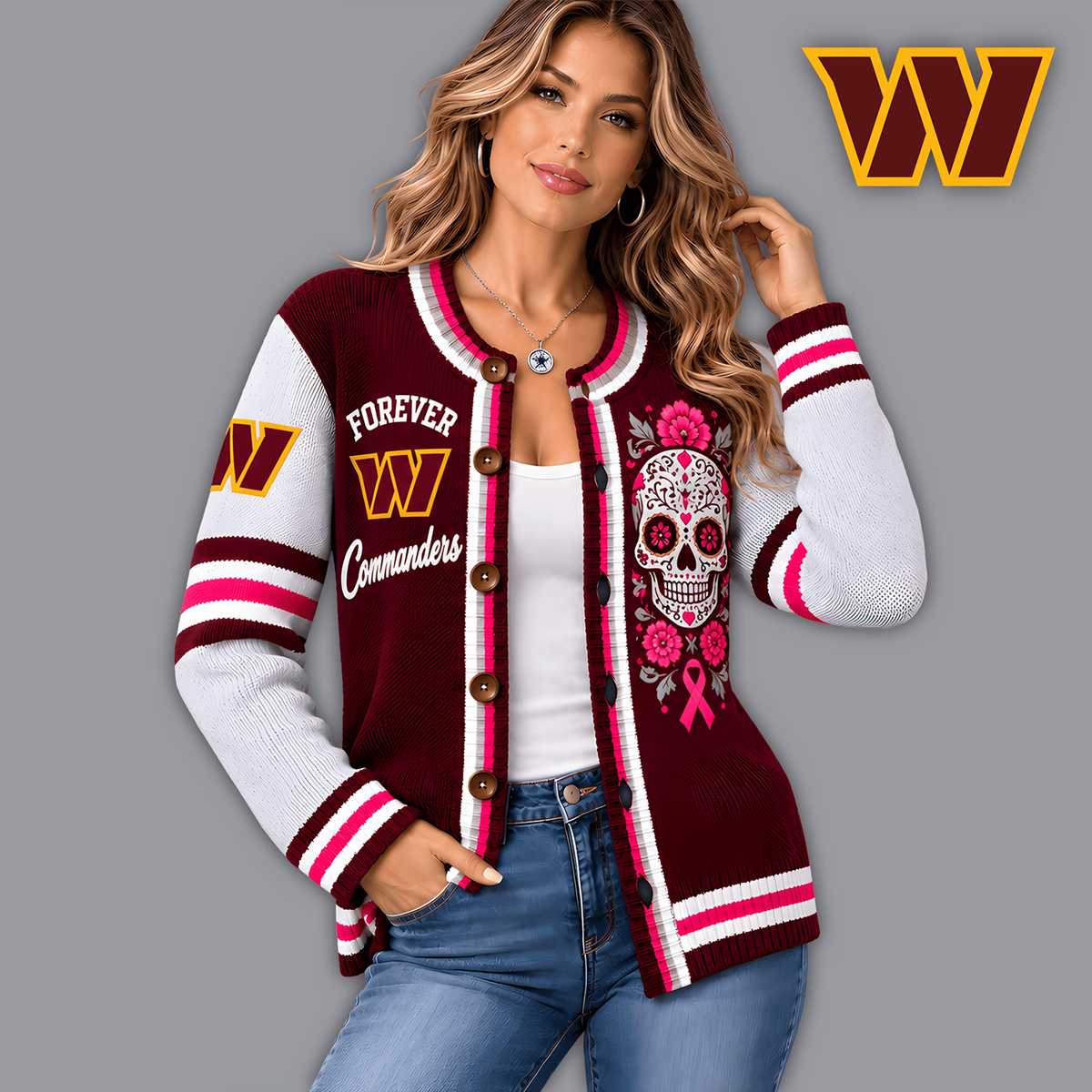 Premium NFL x WAS Floral Skull Knit Cardigan