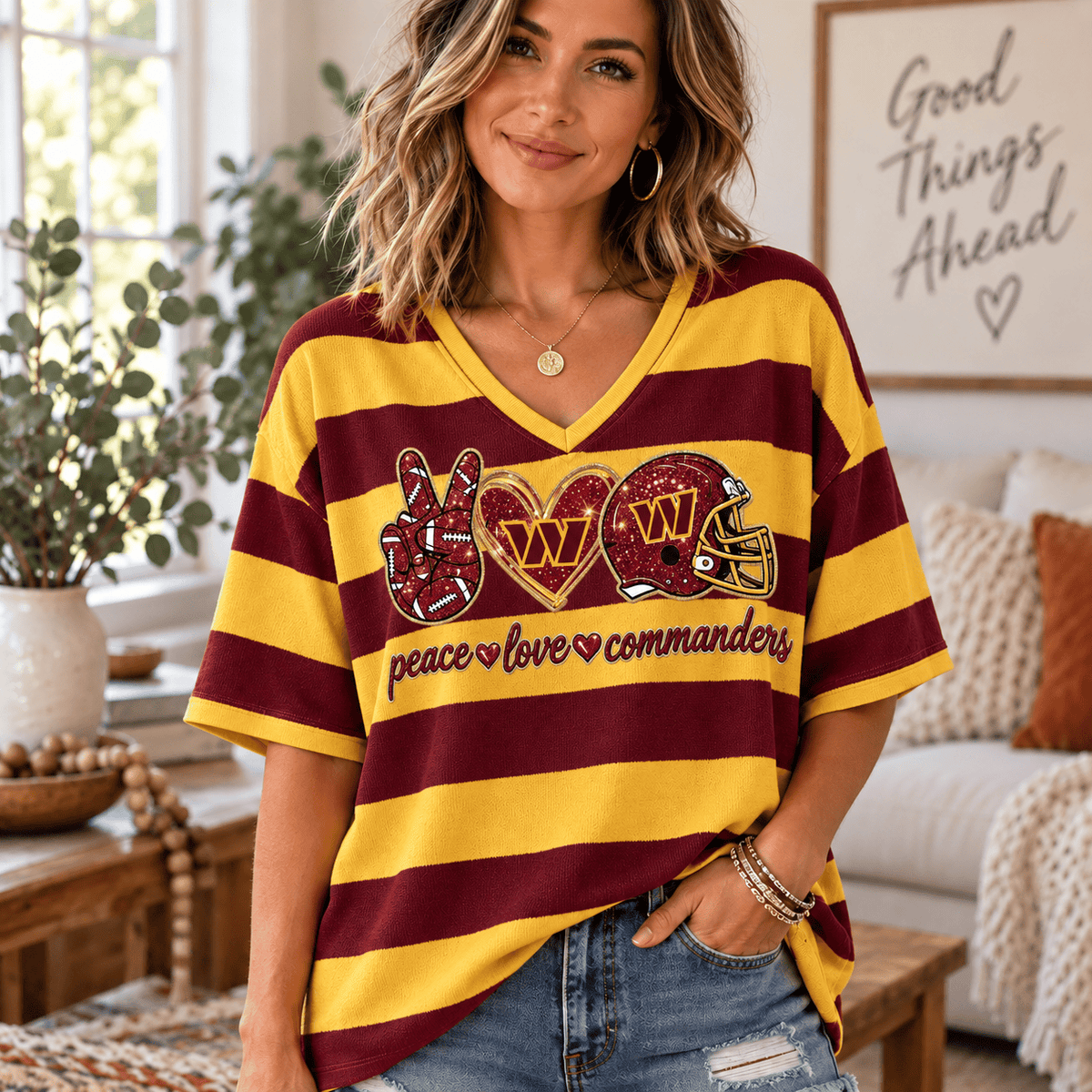 Premium NFL x WAS Women V-Neck Shirt For Fan