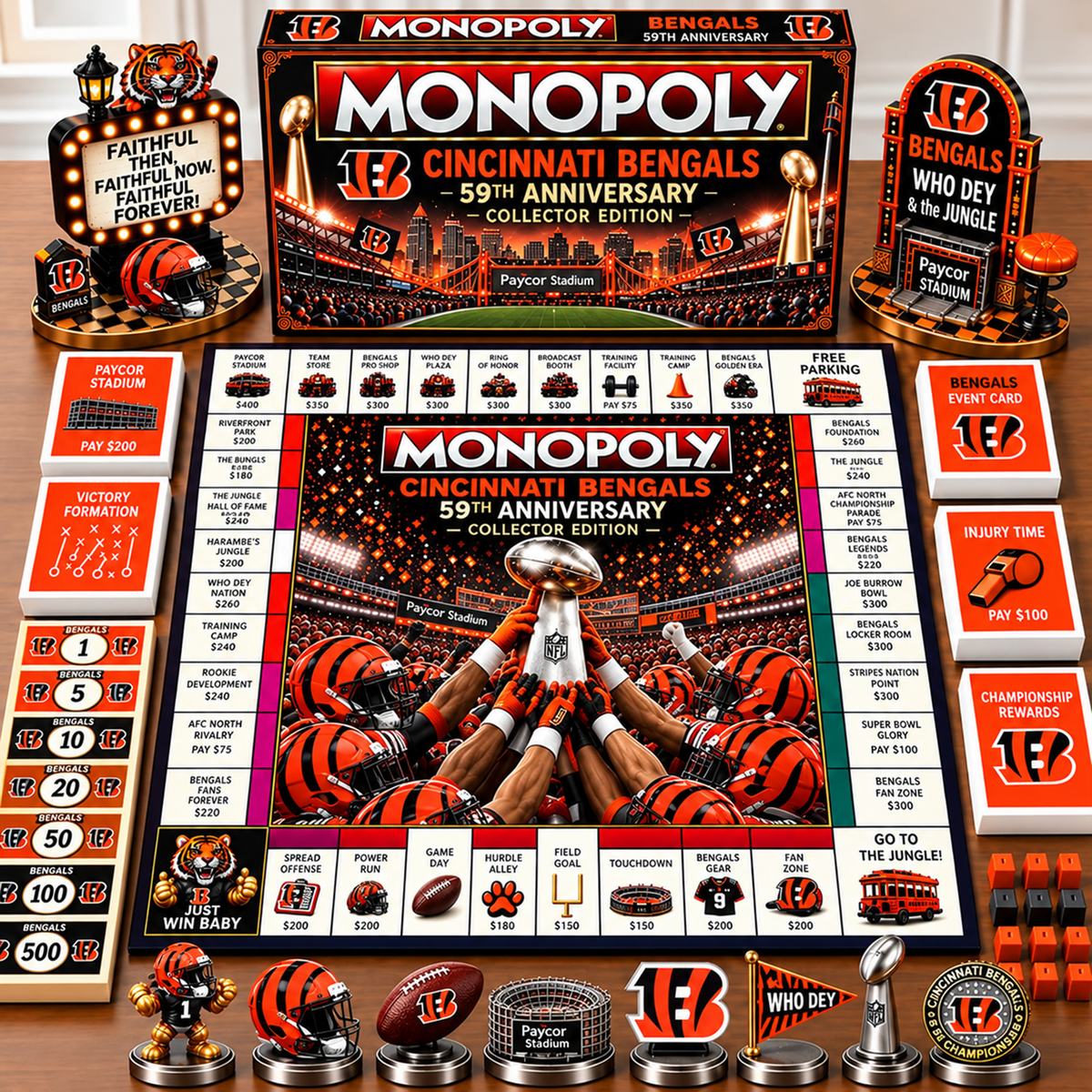 Premium NFL x CIN Champion Theme Monopoly Collector Edition Board Game