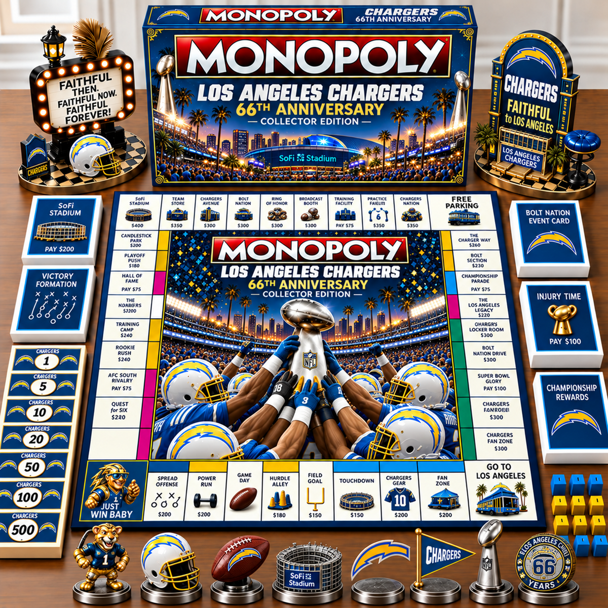 Premium NFL x LAC Champion Theme Monopoly Collector Edition Board Game