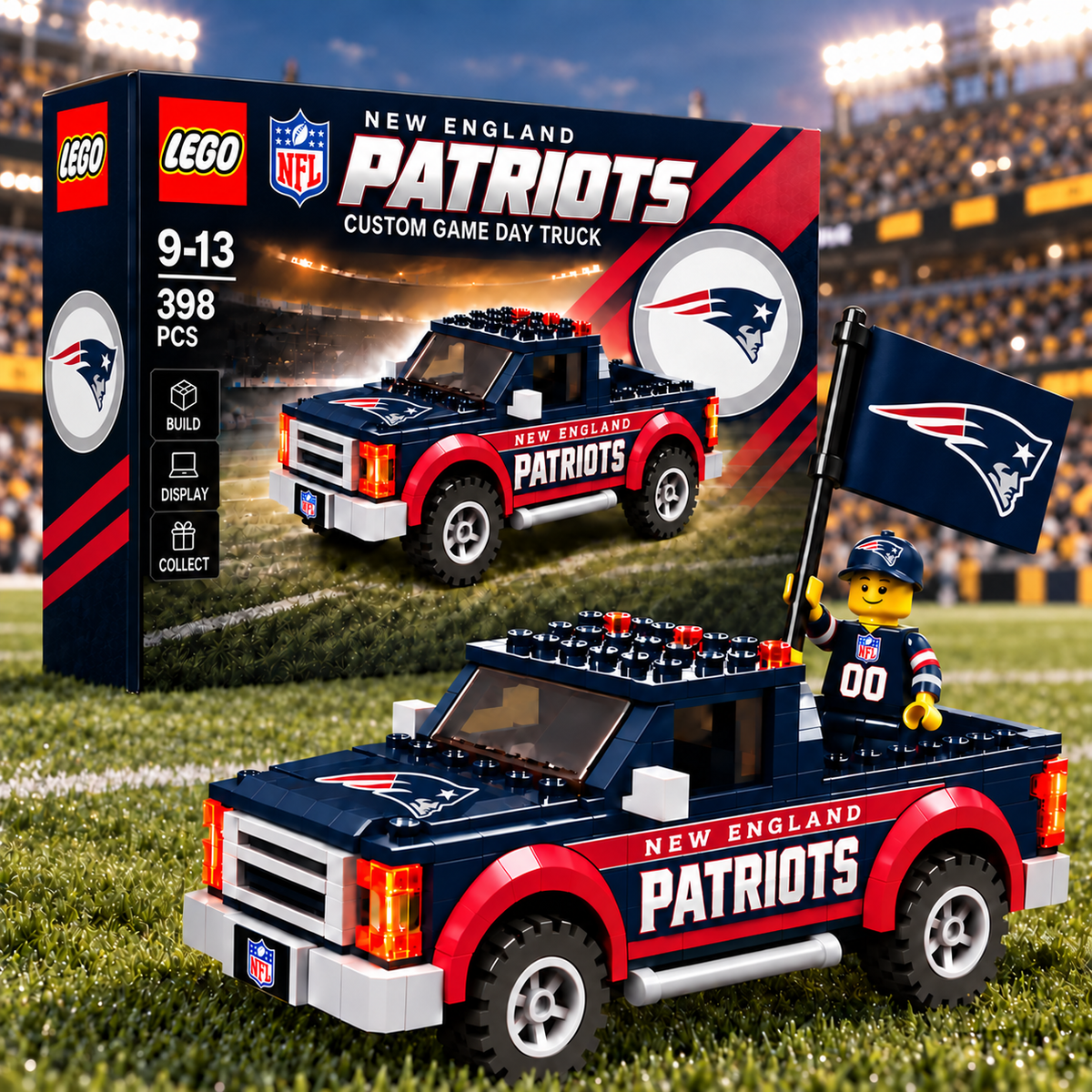 Premium NFL x NE Game Day Building Blocks Truck Toy Set