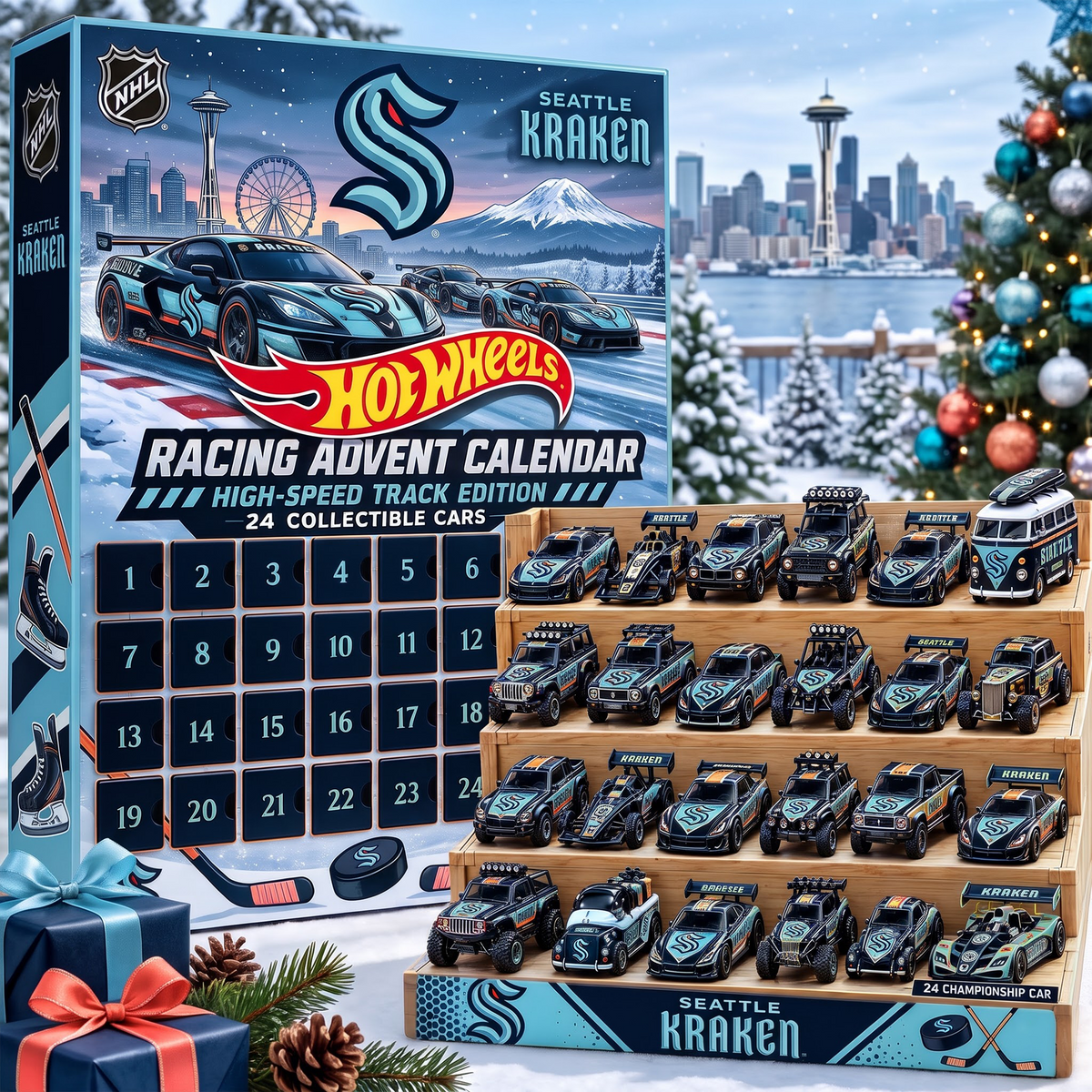 SEA X 1-of-1 Custom NHL Racing Advent Calendar 24 Cars Gift Set
