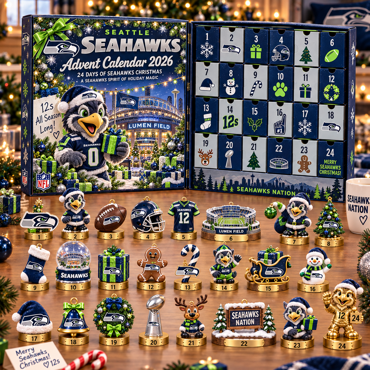 SEA x NFL Christmas Advent Calendar 2026 â€“ 24 Days of NFL Mascot & Holiday Collectibles