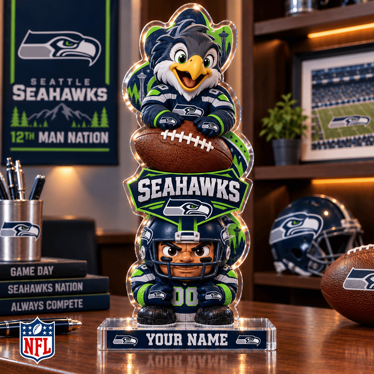 SEA x NFL Christmas KICKOFF Personalized Acrylic Block Plaque
