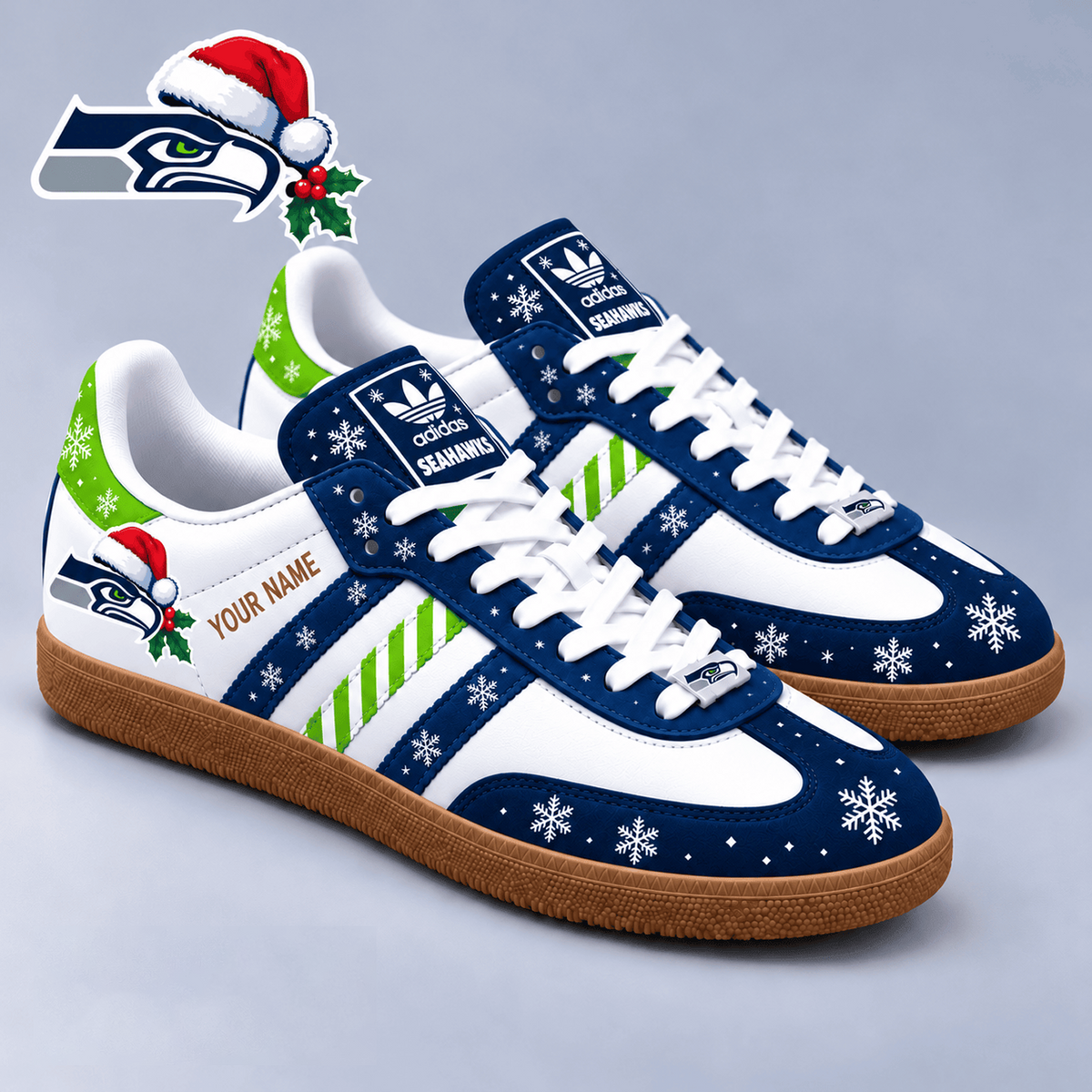 SEA x NFL Christmas Personalized Name Samba Shoes