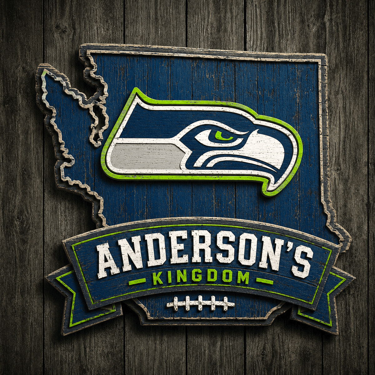 SEA x NFL Personalized Vintage Wooden Sign