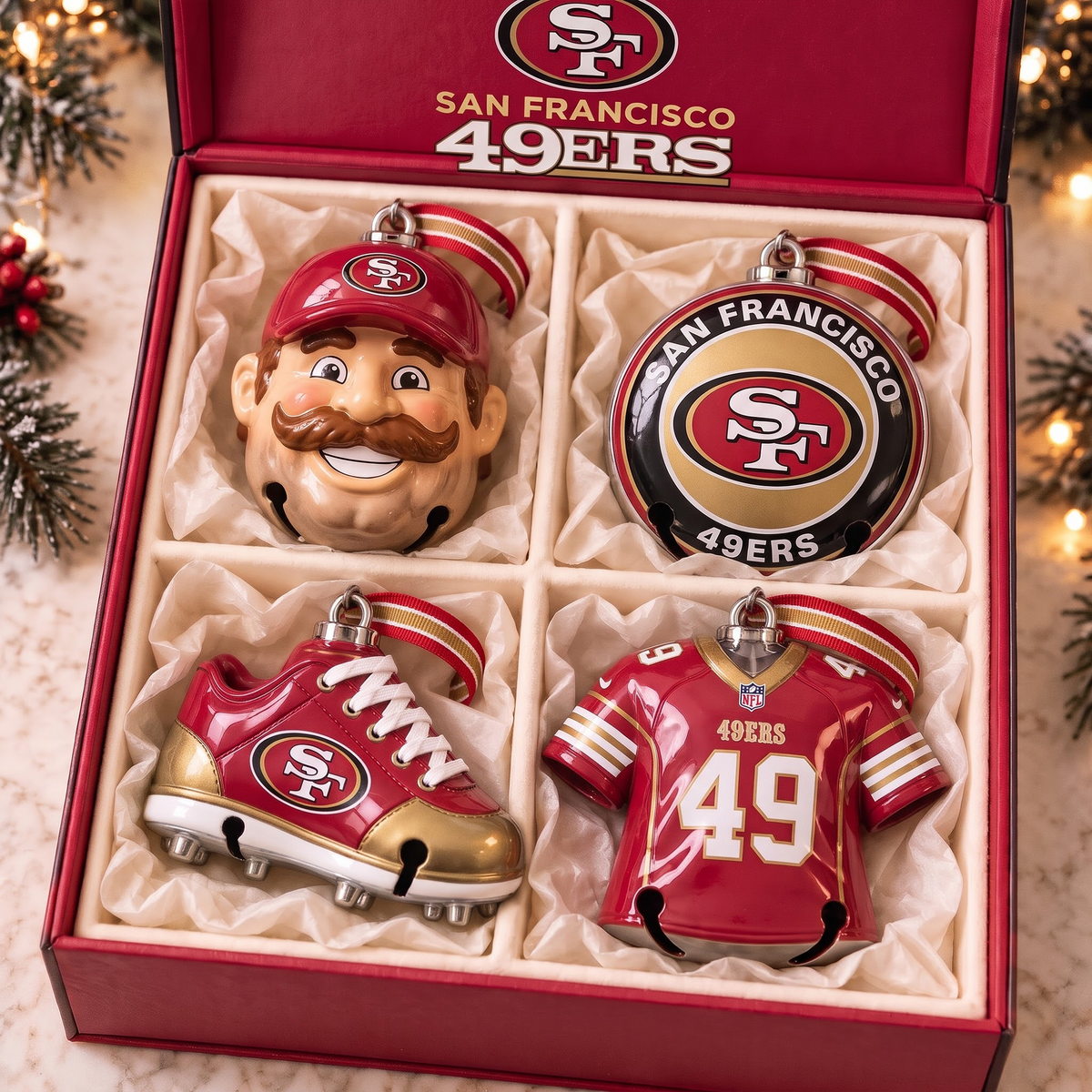 SF X Premium NFL Christmas Bell Ornament