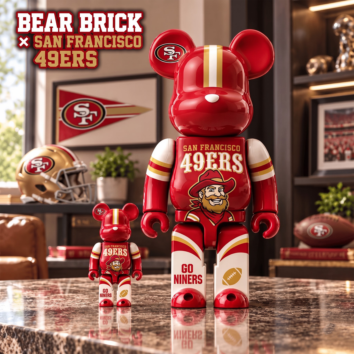 SF x Custom 1-of-1 NFL Team Bearbrick Collectible Figure Home Desk Decor