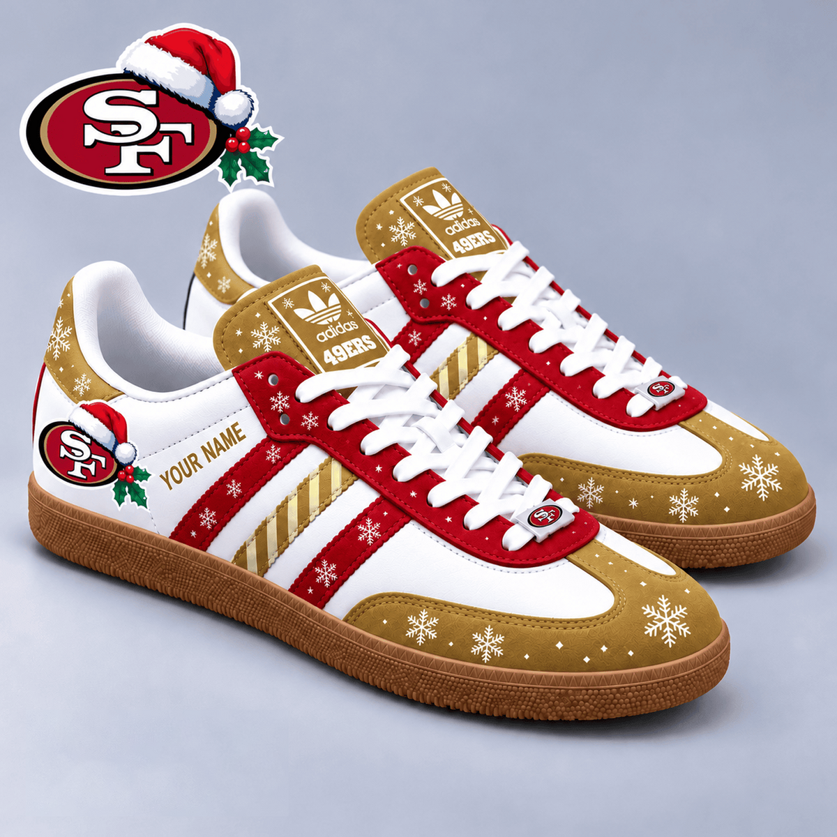 SF x NFL Christmas Personalized Name Samba Shoes