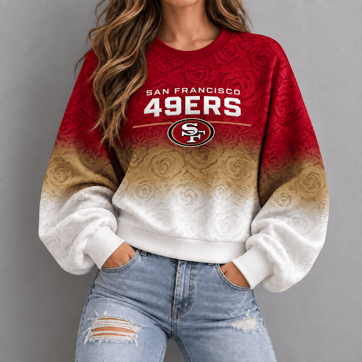 SF x NFL Embossed Rose Ombre Sweatshirt