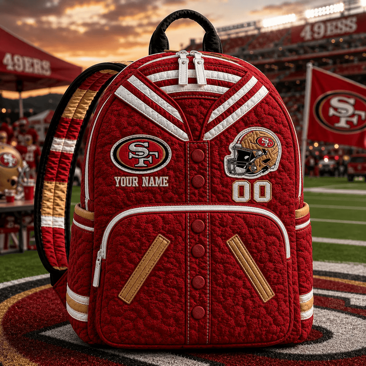 SF x NFL Premium Varsity Quilted Backpack Personalized Gift For Fan - Limited Edition
