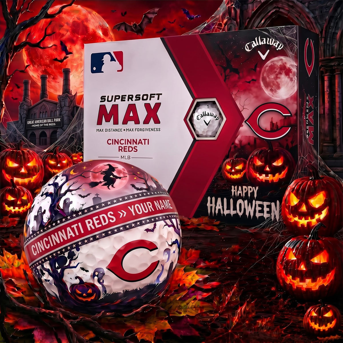 SIGNATURE MLB X CIN EXCLUSIVE PERSONALIZED HALLOWEEN HORROR FAIRWAY V3 GOLF BALL COLLECTION
