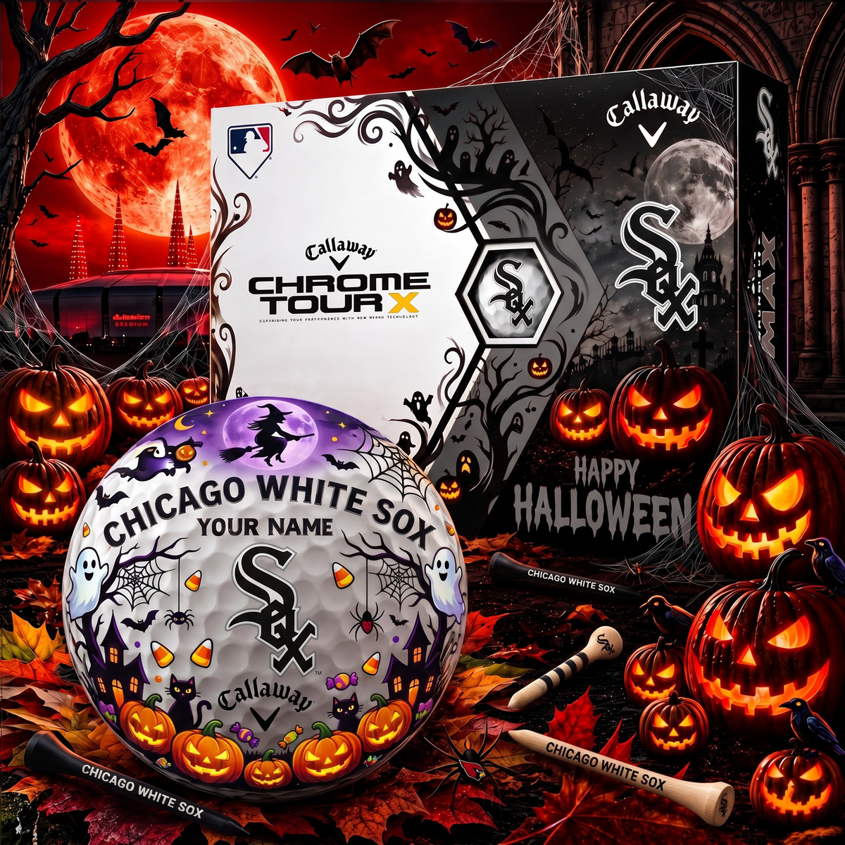 SIGNATURE MLB X CWS EXCLUSIVE PERSONALIZED HALLOWEEN HORROR FAIRWAY V3 GOLF BALL COLLECTION