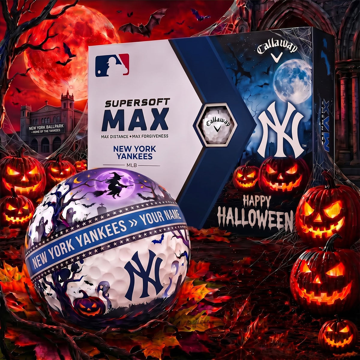 SIGNATURE MLB X NYY EXCLUSIVE PERSONALIZED HALLOWEEN HORROR FAIRWAY V3 GOLF BALL COLLECTION