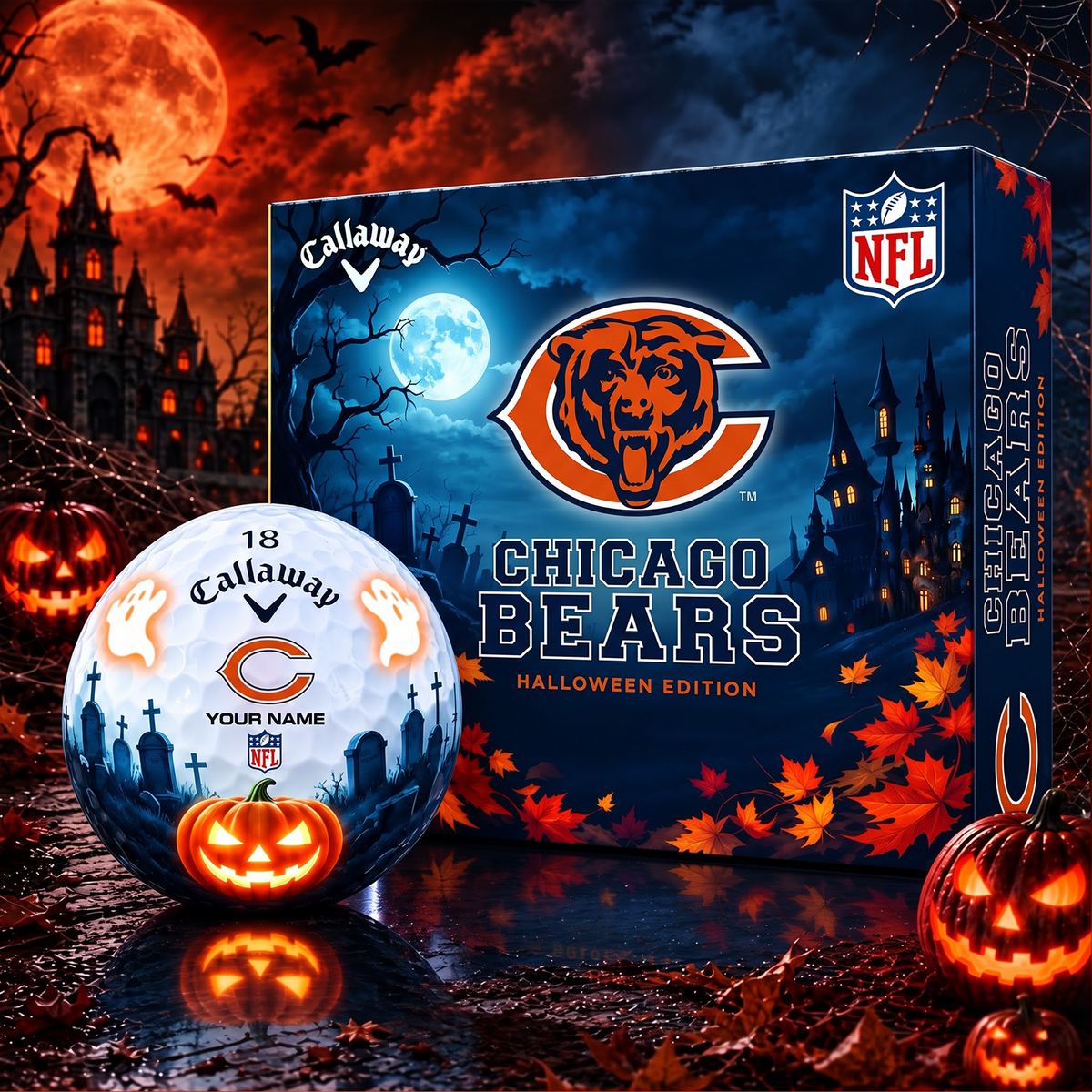 SIGNATURE NFL X CB DELUXE PERSONALIZED HALLOWEEN HORROR FAIRWAY SERIES V3 GOLF BALL COLLECTION