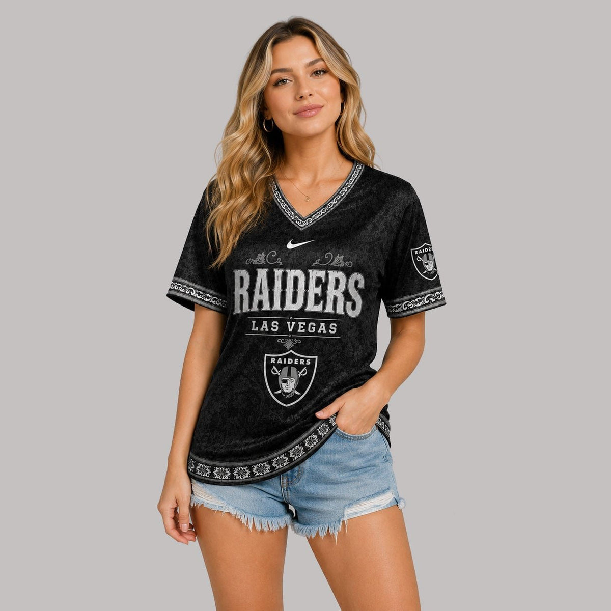SIGNATURE NFL X LV EXCLUSIVE WOMEN CLASSIC FLORAL SATIN SHIRT LIMITED EDITION