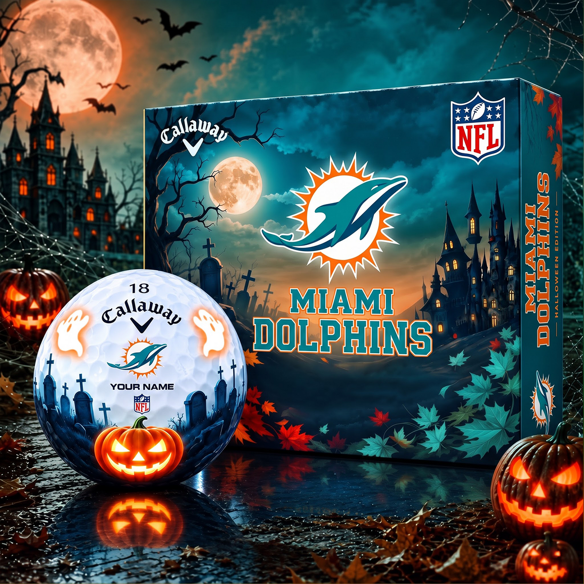 SIGNATURE NFL X MD DELUXE PERSONALIZED HALLOWEEN HORROR FAIRWAY SERIES V3 GOLF BALL COLLECTION