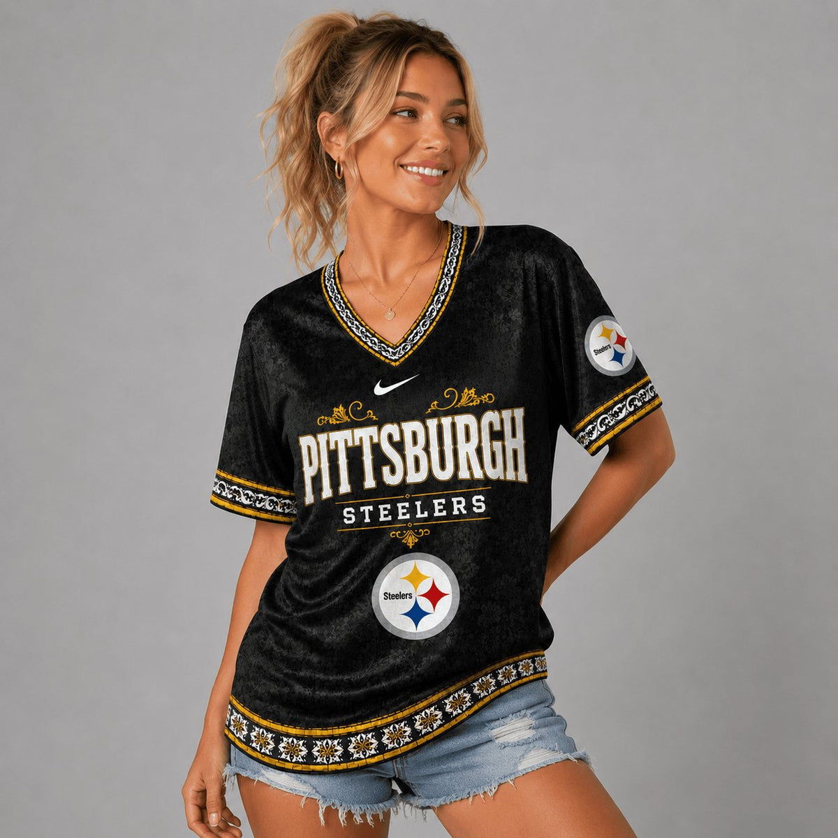 SIGNATURE NFL X PIT EXCLUSIVE WOMEN CLASSIC FLORAL SATIN SHIRT LIMITED EDITION