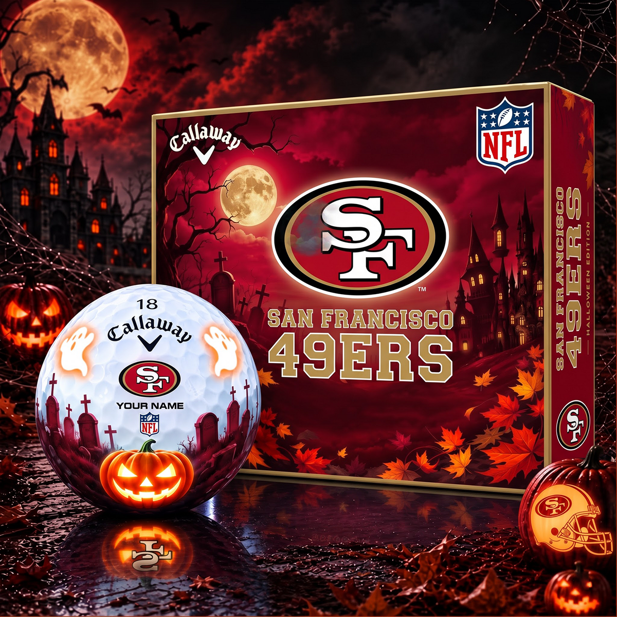 SIGNATURE NFL X SF DELUXE PERSONALIZED HALLOWEEN HORROR FAIRWAY SERIES V3 GOLF BALL COLLECTION