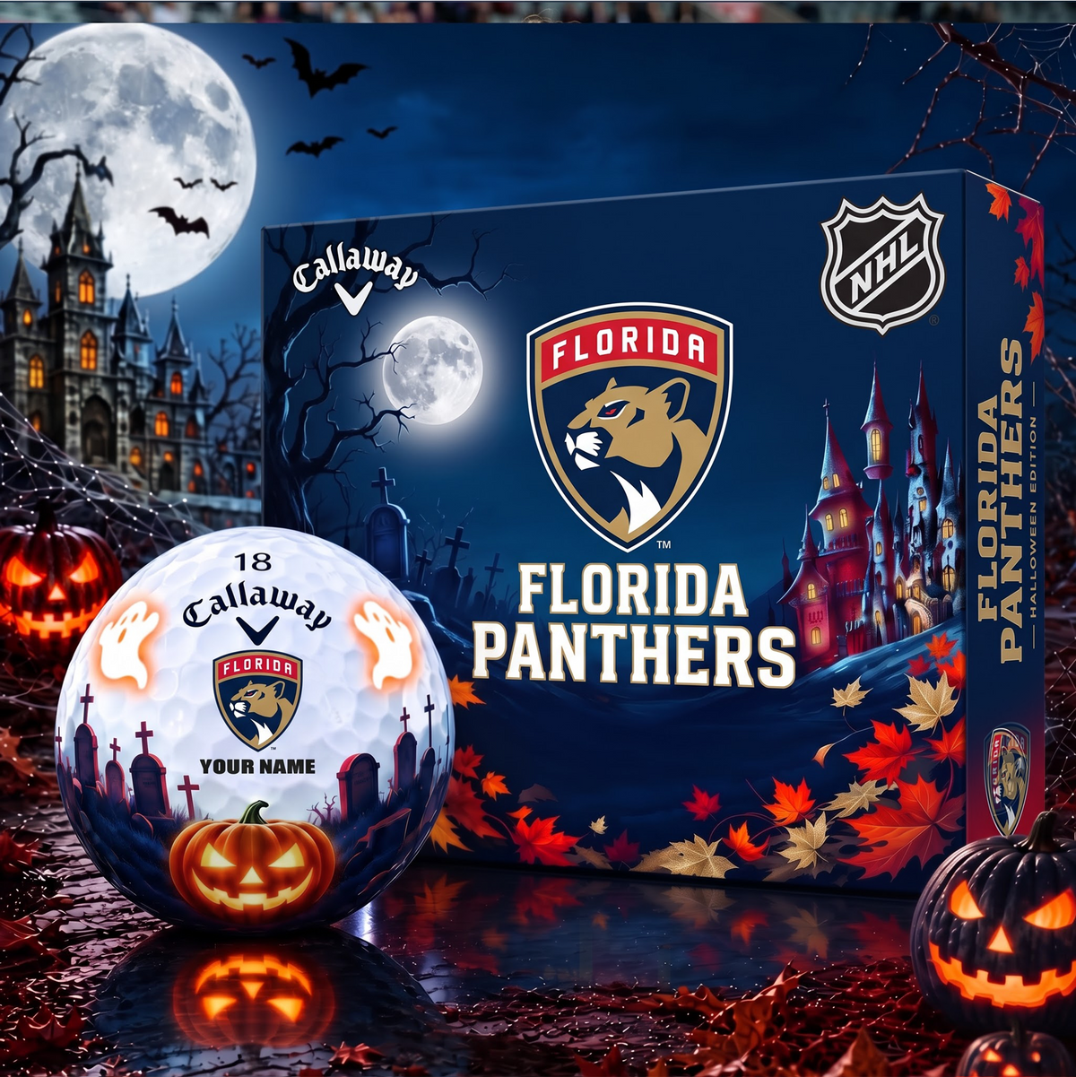 SIGNATURE NHL X FP DELUXE PERSONALIZED HALLOWEEN HORROR FAIRWAY SERIES V3 GOLF BALL COLLECTION