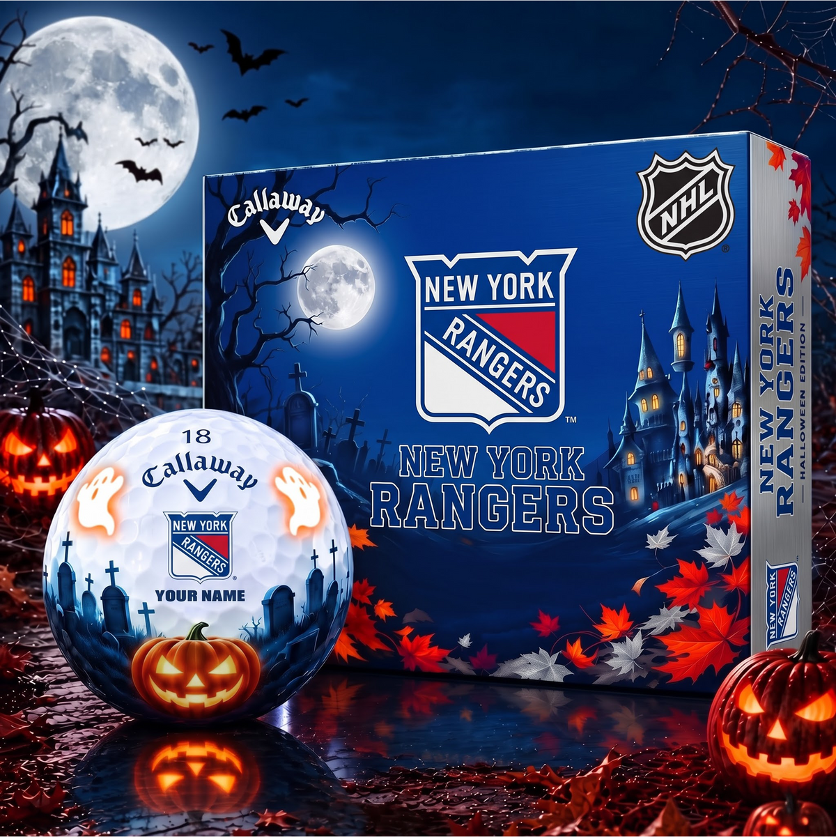 SIGNATURE NHL X NYR DELUXE PERSONALIZED HALLOWEEN HORROR FAIRWAY SERIES V3 GOLF BALL COLLECTION
