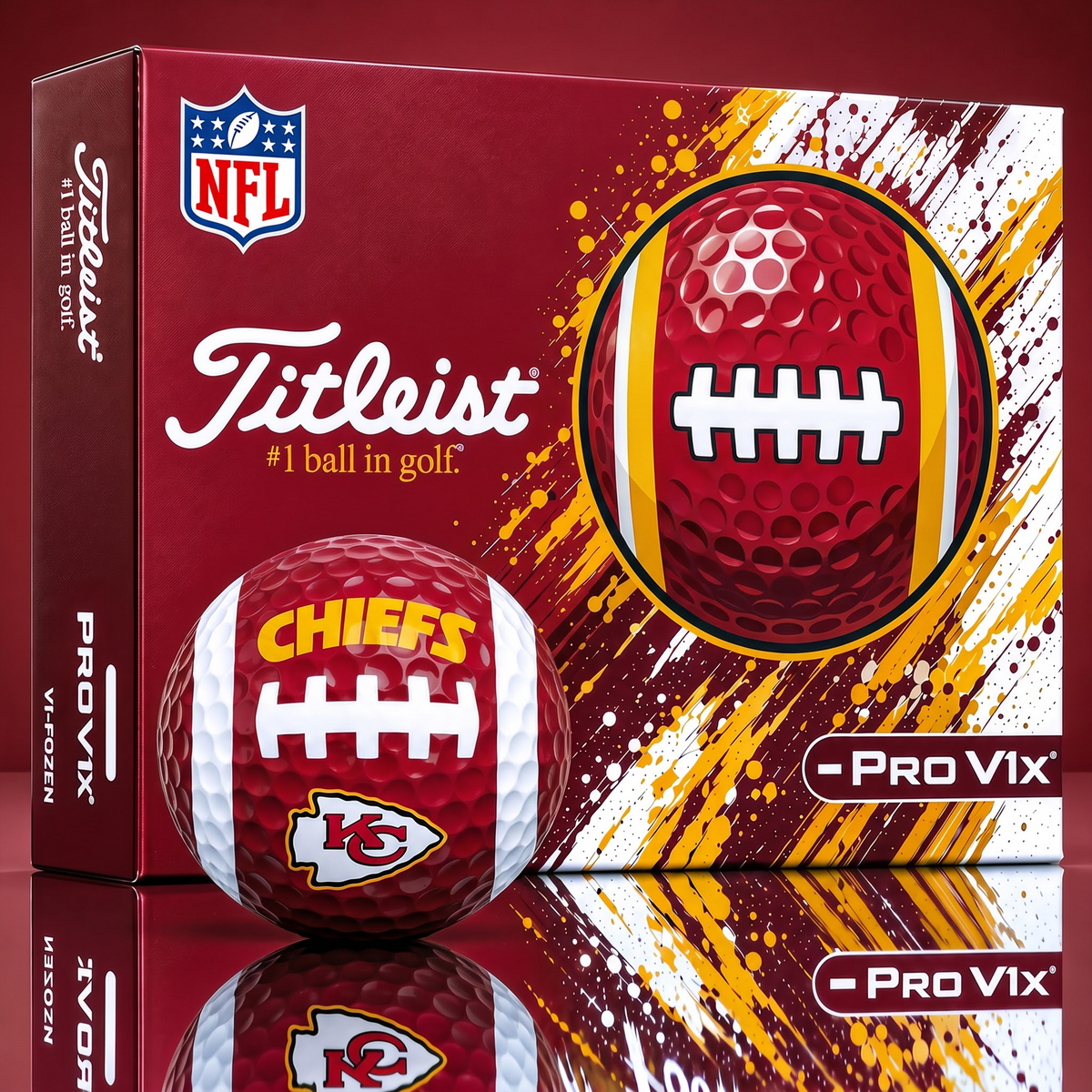 SIGNATURE TITLIEST X NFL KCC Bespoke 3D Gridiron Rugby Golf Ball SET  Edition