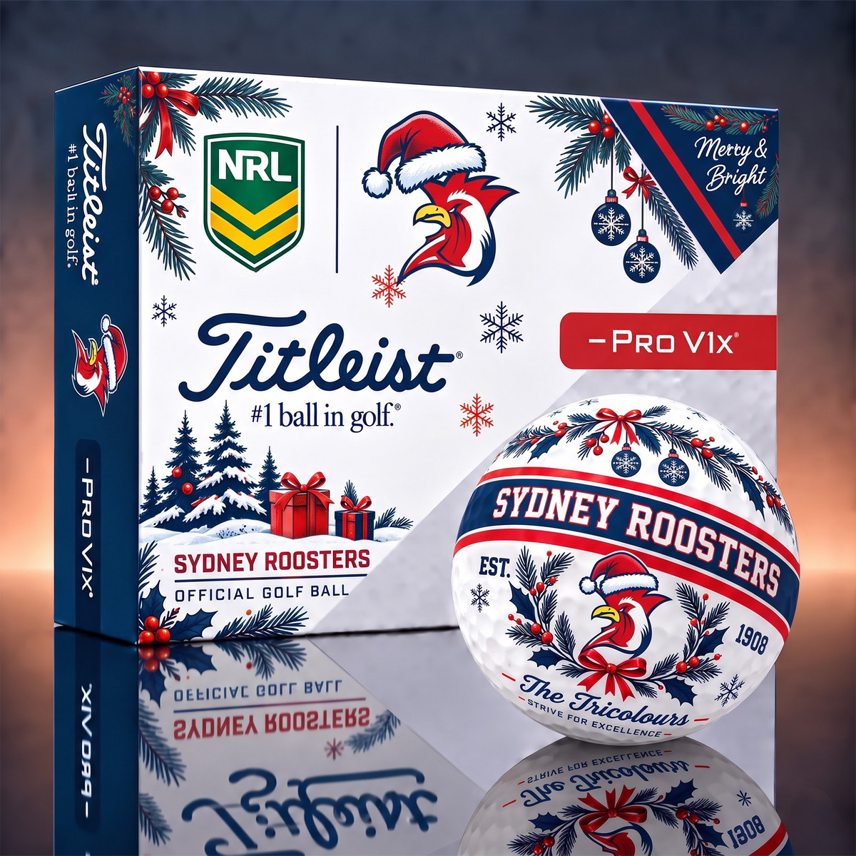SR x 1-OF-1 NRL TITLEIST CHRISTMAS  GOLF BALLS