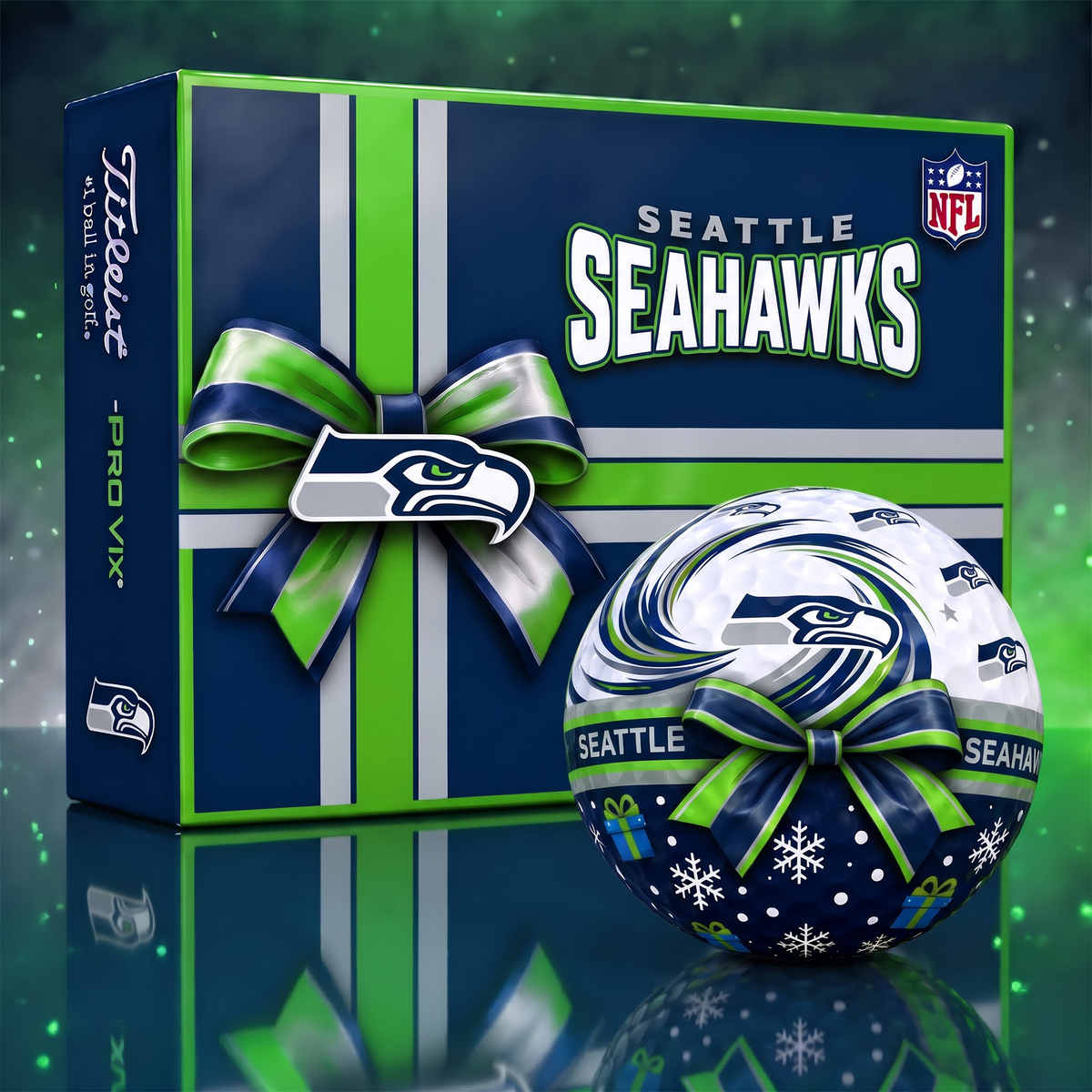 SS x 1-of-1 Custom NFL Holiday Golf Balls Gift Set For Golfer