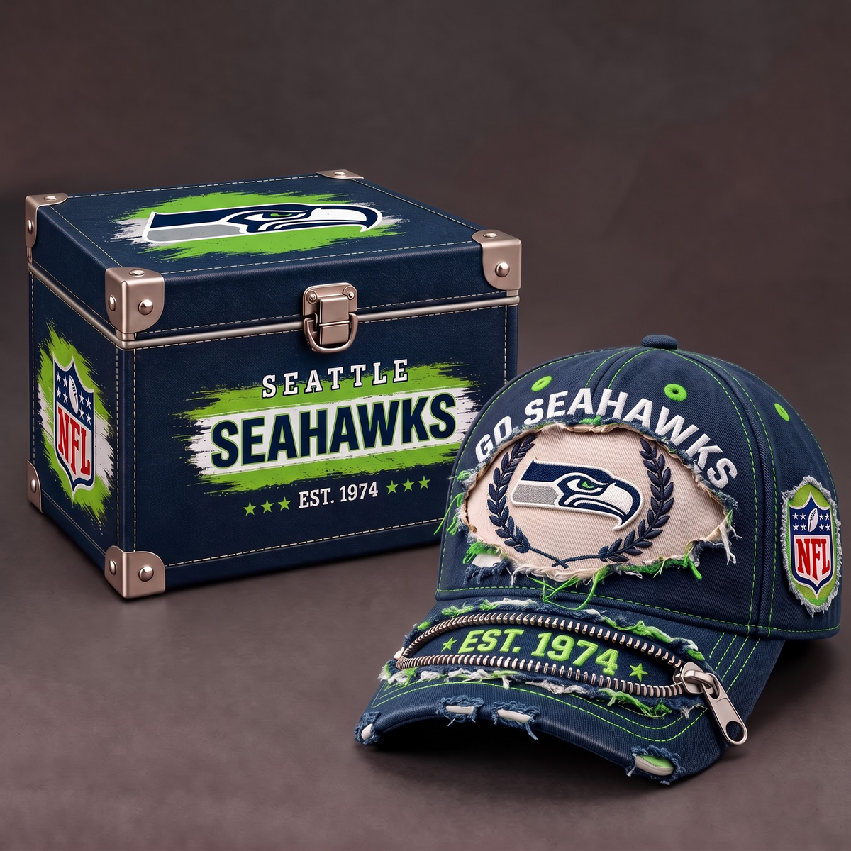 SS x 1-of-1 NFL Distressed Zipper Cap With Gift Box