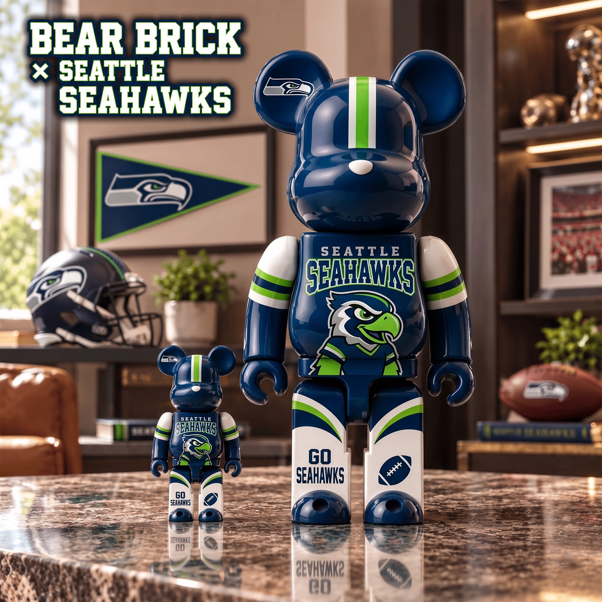 SS x Custom 1-of-1 NFL Team Bearbrick Collectible Figure Home Desk Decor