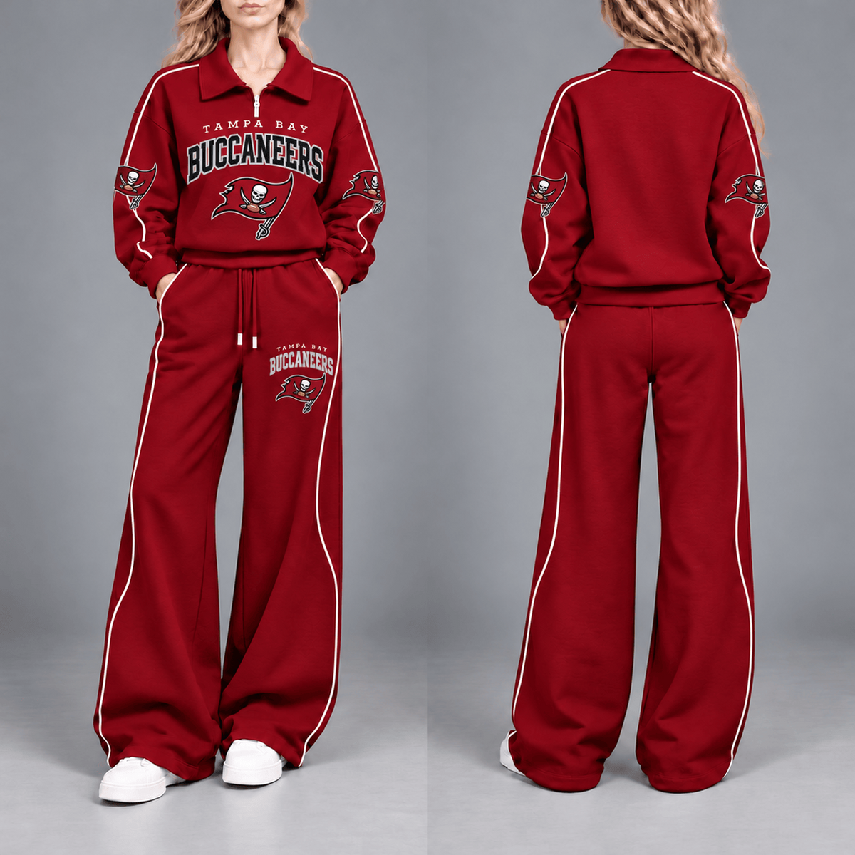 TB NFL Team Pride Contrast Piping Quarter-Zip + Pants