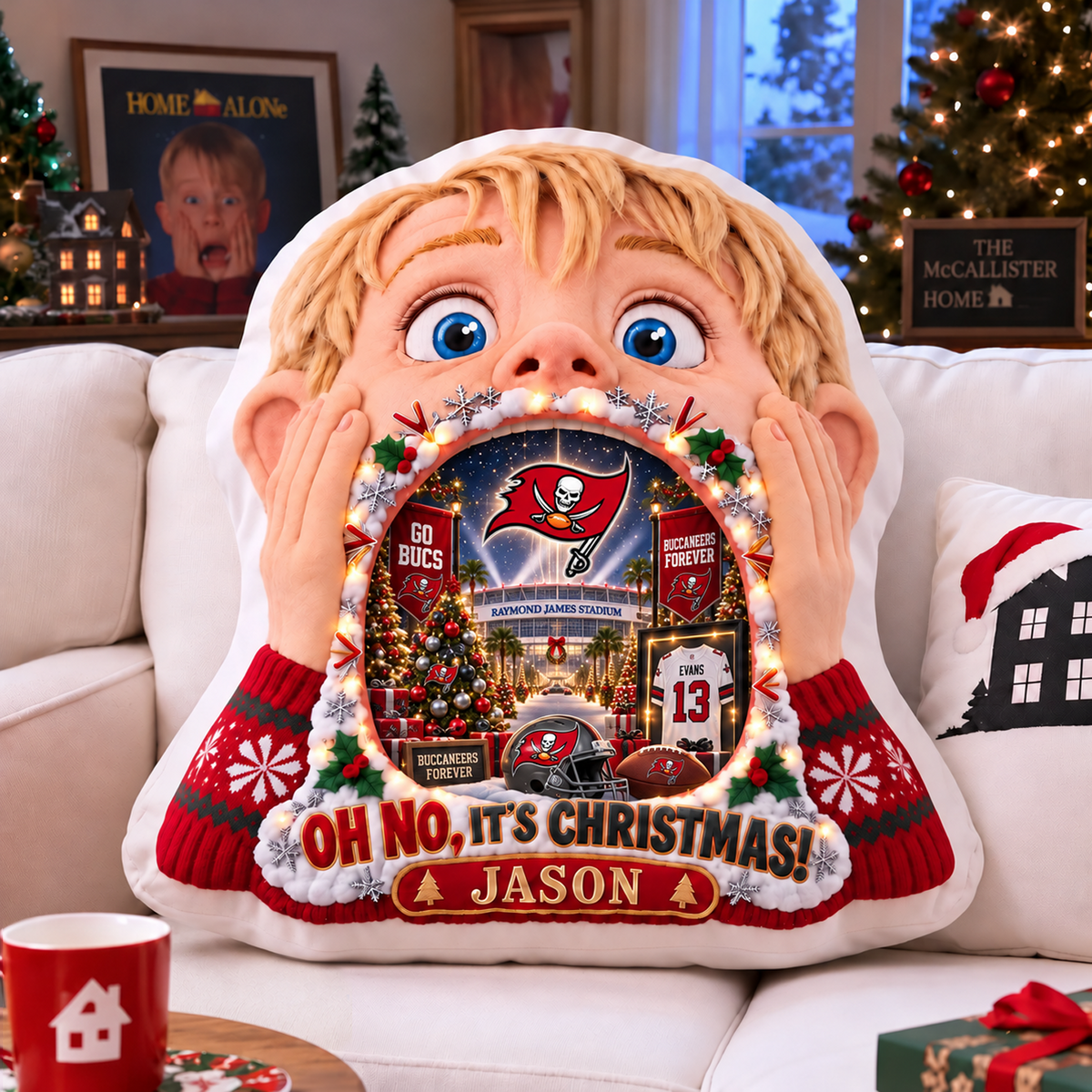 TB NFL x Home Alone Christmas Personalized Custom Shape Pillow