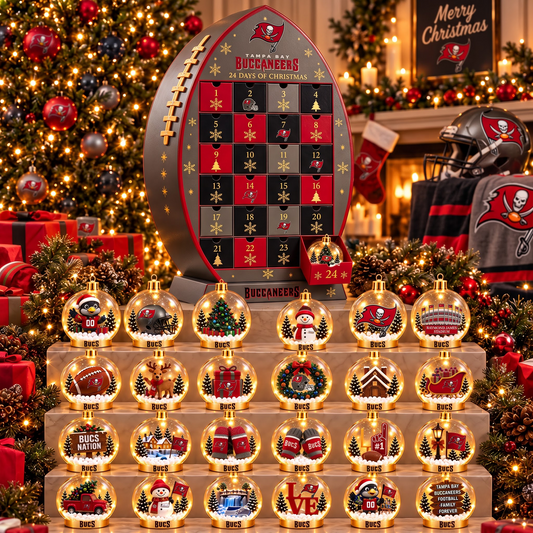 TB X NFL Football Advent Calendar Snow Globe Acrylic Set