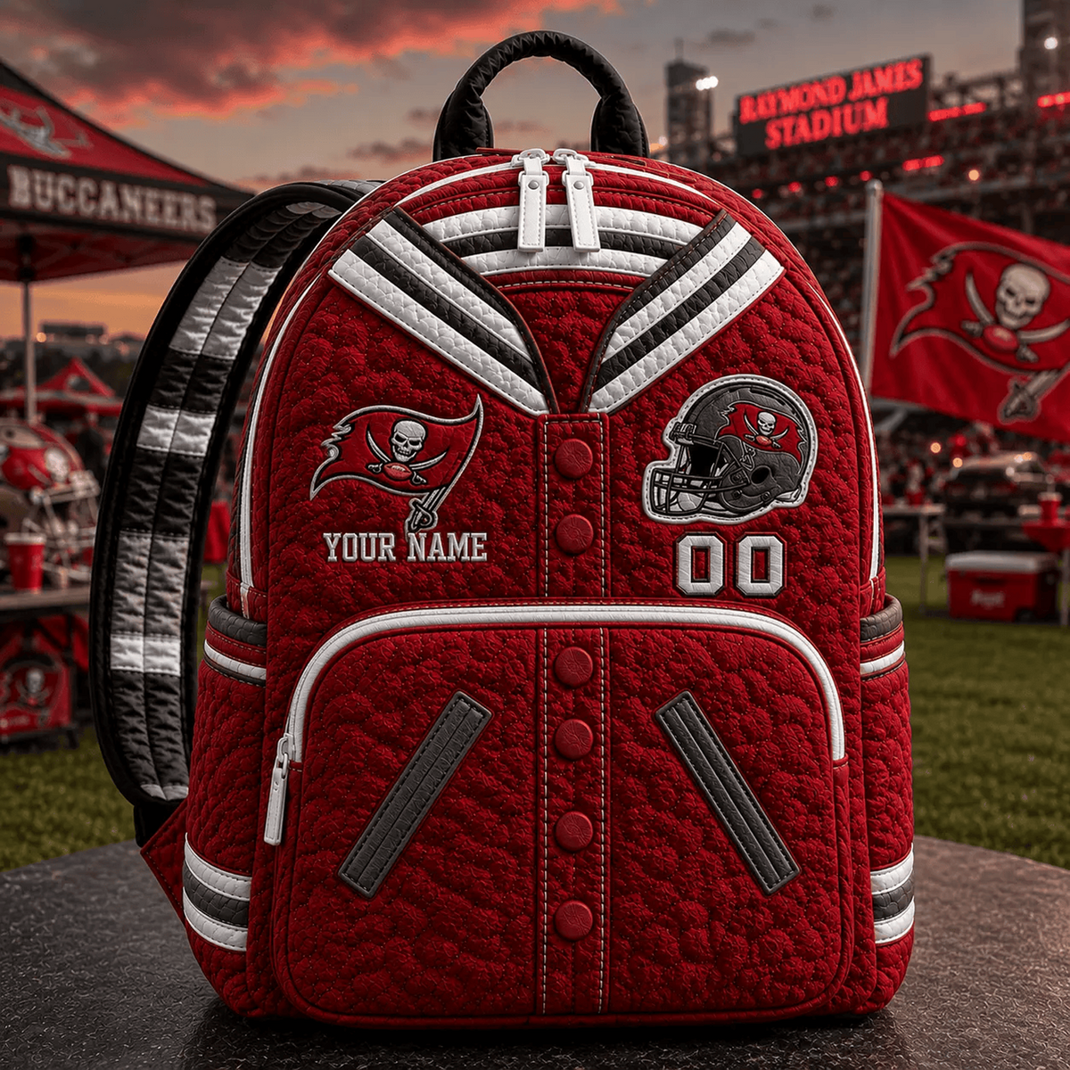 TB x NFL Premium Varsity Quilted Backpack Personalized Gift For Fan - Limited Edition