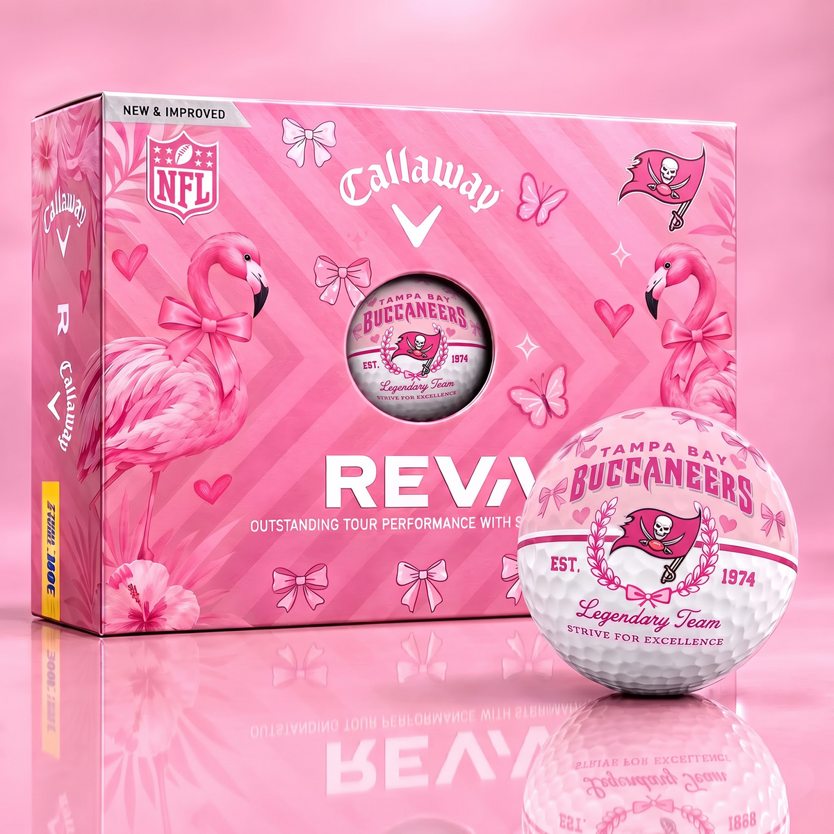 TBB x Custom NFL Pink Coquette Ladies Golf Balls