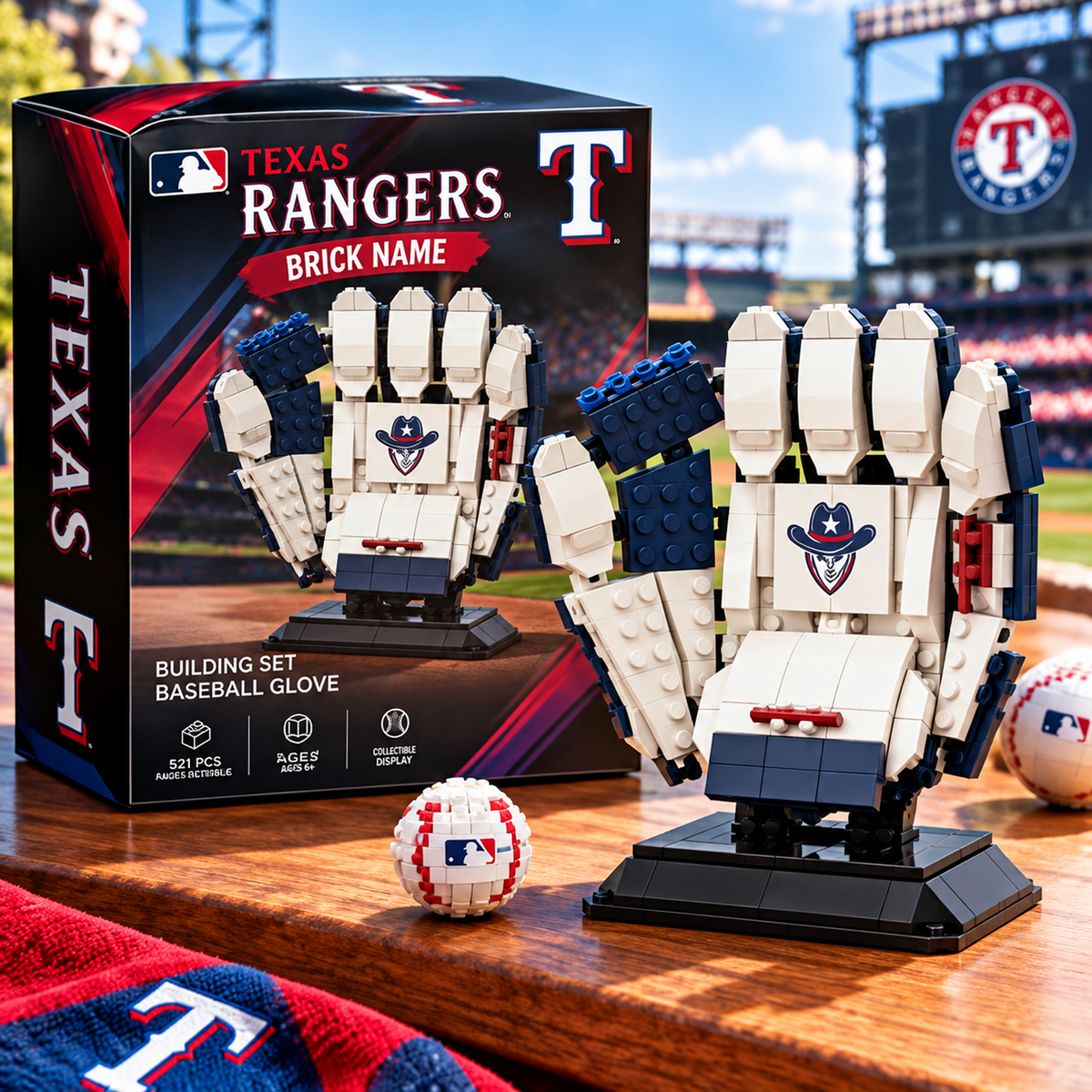 TEX X MLB Teams Baseball Glove Building Block Set