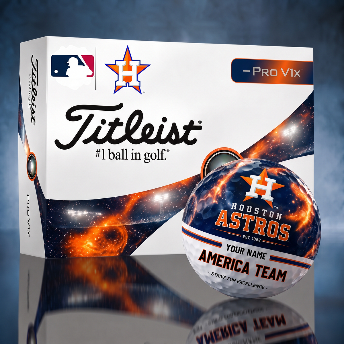 Titleist HOU x Premium MLB PERSONALIZED GOLF BALL LIMITED EDITION V7