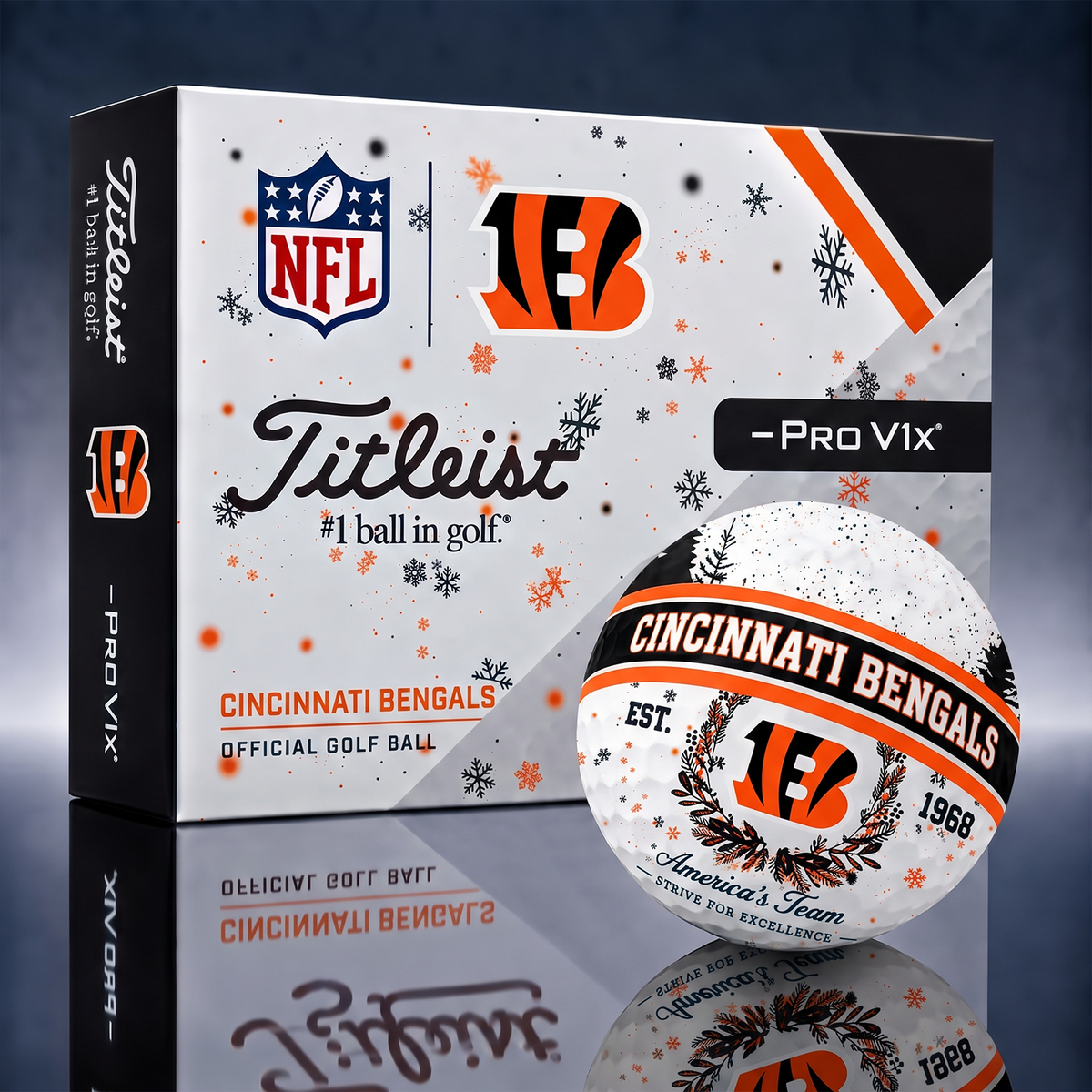 Titleist Premium NFL x CIN PERSONALIZED GOLF BALL CHRISTMAS V1