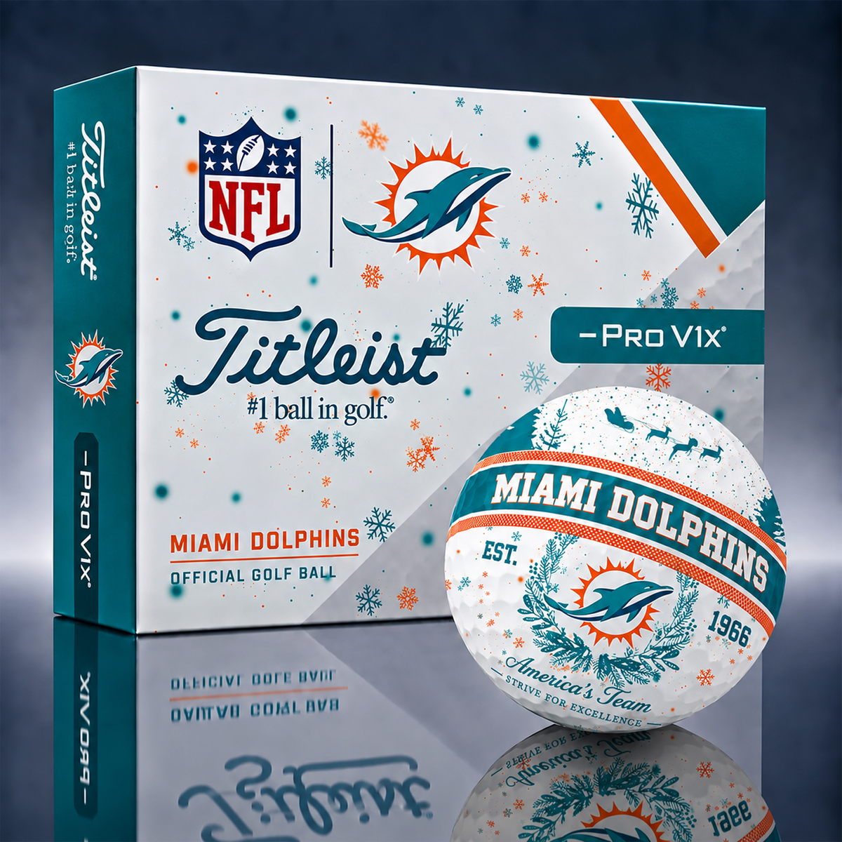 Titleist Premium NFL x MIA PERSONALIZED GOLF BALL CHRISTMAS V1
