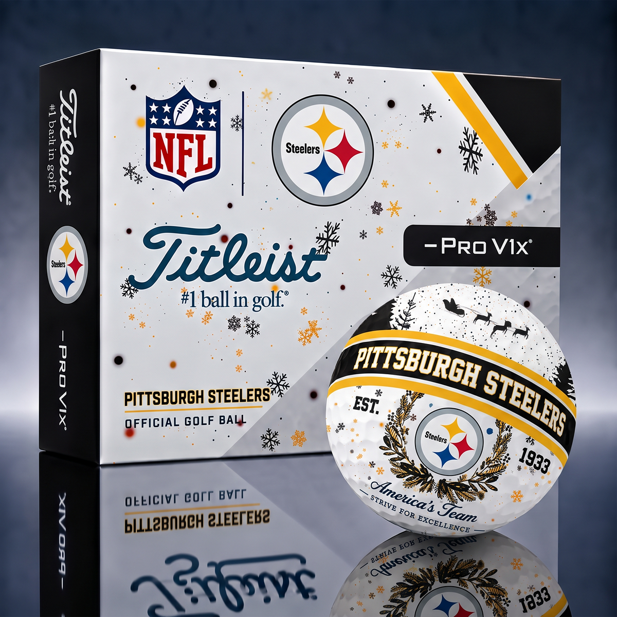 Titleist Premium NFL x PIT PERSONALIZED GOLF BALL CHRISTMAS V1