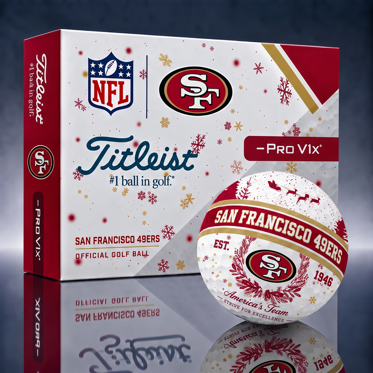 Titleist Premium NFL x SF PERSONALIZED GOLF BALL CHRISTMAS V1