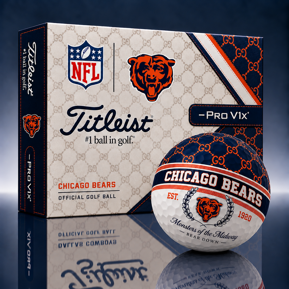 Titleist X GC Premium NFL CHI PERSONALIZED GOLF BALL LIMITED EDITION V1
