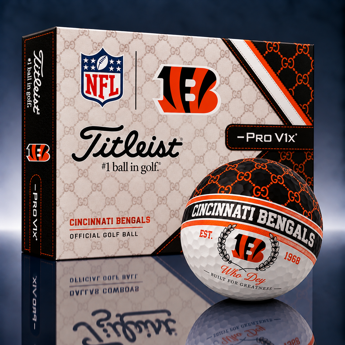 Titleist X GC Premium NFL CIN PERSONALIZED GOLF BALL LIMITED EDITION V1