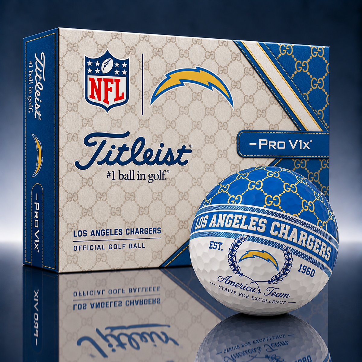 Titleist X GC Premium NFL LAC PERSONALIZED GOLF BALL LIMITED EDITION V1