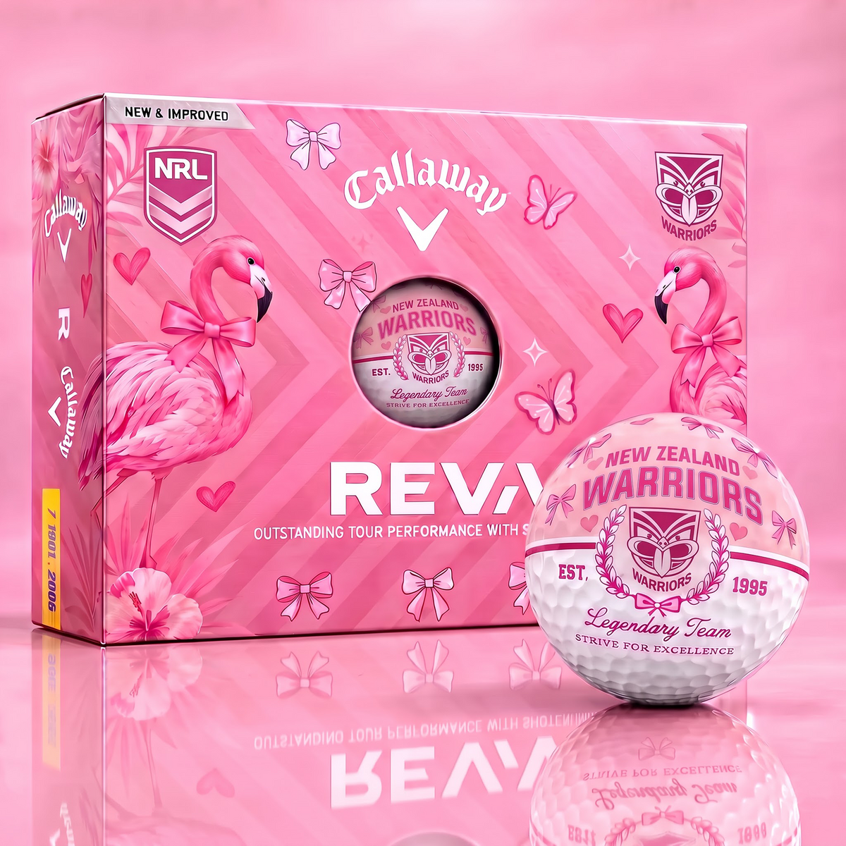 WA x Custom NRL Pink Coquette Ladies Golf Balls